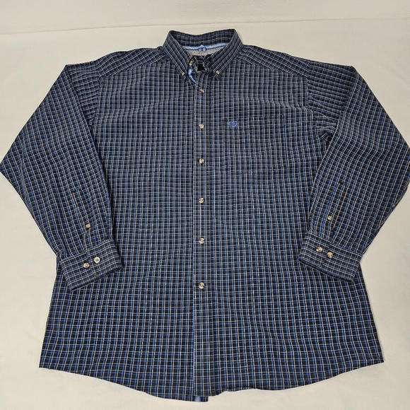 Ariat Other - Ariat Pro Series Men's Navy and White Plaid Button Down Shirt XL